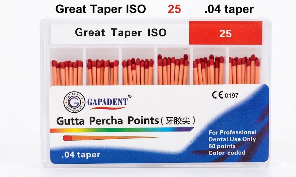 Gapadent® Gutta Percha Points .04 Taper (#25)