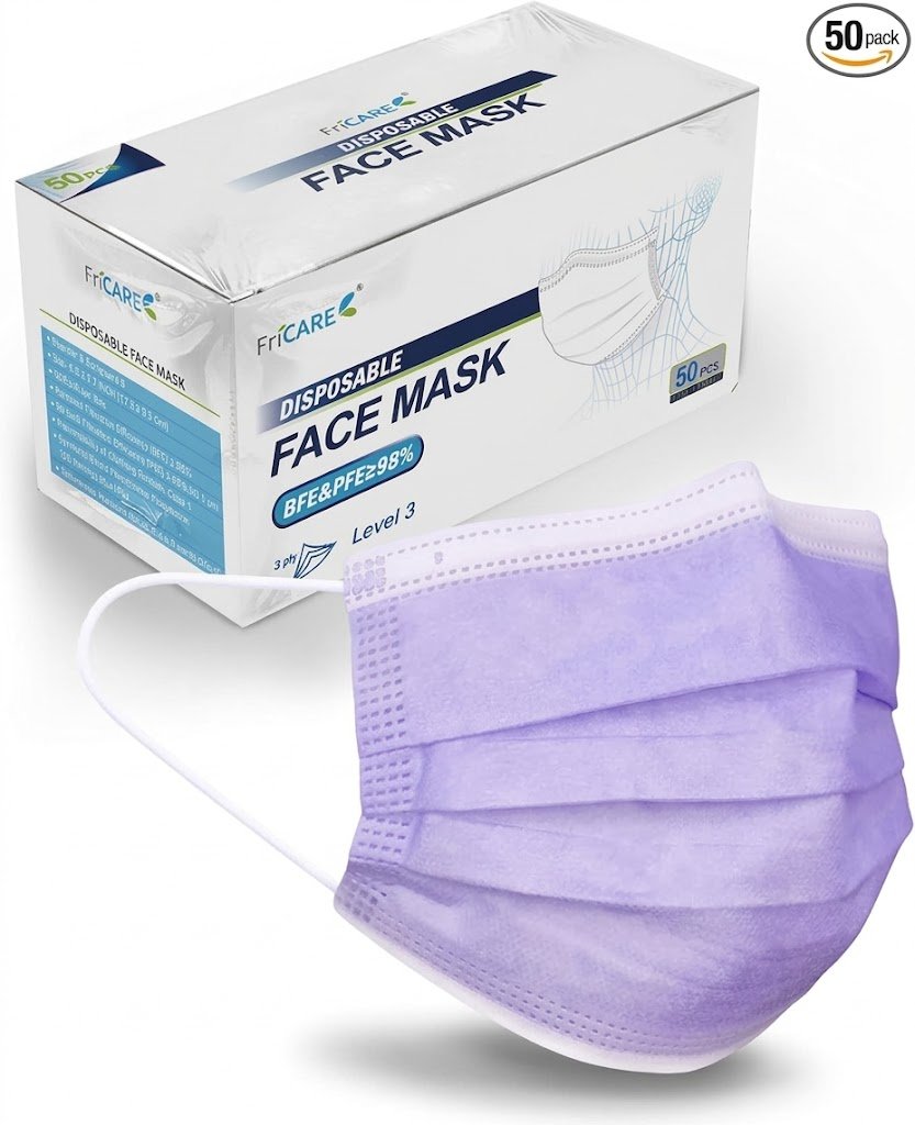 FriCARE Disposable Face Masks, 3-Ply ASTM Level 3 Medical Grade