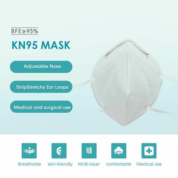 KN95 Face Mask with Elastic Ear Loop Surgical Respirator Mask