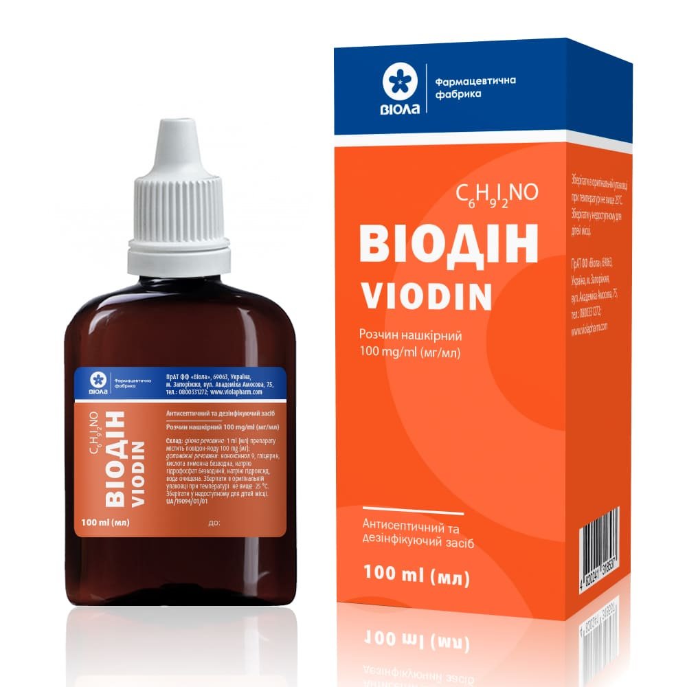 VIODIN (povidone-iodine) solution for skin 100 ml (with nozzle)